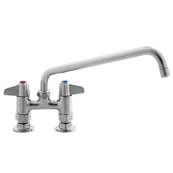 T&S Brass And Bronze Works Equip By T&S 5F-4DLS12A Deck Mounted Faucet With 4" Centers, 12 1/8" Swing Spout, 2.2 GPM Aerator, And Lever Handles