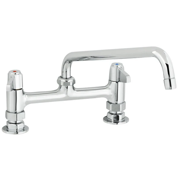 T&S Brass And Bronze Works Equip By T&S 5F-8DLS08A Deck Mounted Faucet With 8" Centers, 8 1/8" Swing Spout, 2.2 GPM Aerator, And Lever Handles