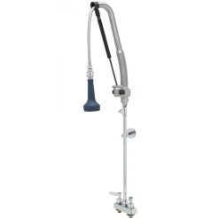 T&S Brass And Bronze Works T&S B-5110-CR-B8TP 42 3/4" High Deck Mounted DuraPull Pre-Rinse Faucet 4" Workboard Centers, 30" Hose, 1.07 GPM Spray Valve, Accessory Tee, And Wall Bracket
