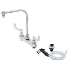 T&S Brass And Bronze Works T&S B-1175 Deck Mount Workboard Faucet With 8" Centers, 8 3/8" Gooseneck Spout, And Sidespray