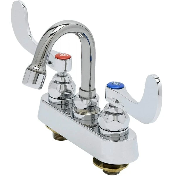 T&S Brass And Bronze Works T&S B-1110-131X-WH4 Deck Mounted Workboard Faucet With 4" Centers, 2 15/16" Gooseneck Spout, 2.2 GPM Aerator, Eterna Cartridges, And Wrist Handles