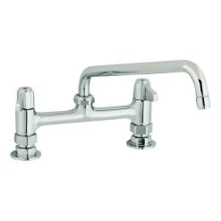 T&S Brass And Bronze Works Equip By T&S 5F-8DLS12 Deck Mount Mixing Faucet With Lever Handles And 12 1/8" Swing Nozzle On 8" Centers