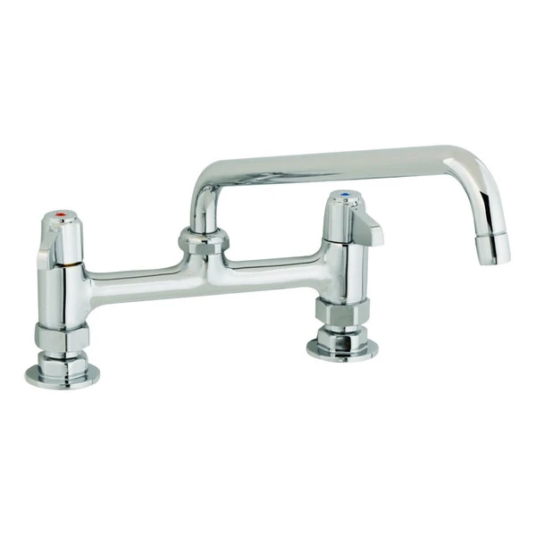 T&S Brass And Bronze Works Equip By T&S 5F-8DLS14 Deck Mount Mixing Faucet With Lever Handles And 14 1/8" Swing Nozzle On 8" Centers