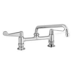 T&S Brass And Bronze Works Equip By T&S 5F-8DWS06 Deck Mount Mixing Faucet With Wrist Action Handles And 6 1/8" Swing Nozzle On 8" Centers