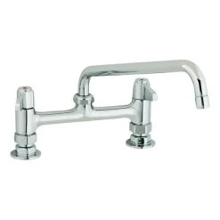 T&S Brass And Bronze Works Equip By T&S 5F-8DLS06 Deck Mount Mixing Faucet With Lever Handles And 6 1/8" Swing Nozzle On 8" Centers