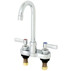 Zurn Z812A1-XL AquaSpec Deck Mount Faucet With 4" Centers, 3 1/2" Gooseneck Spout (2.2 GPM), Ceramic Cartridge, And Lever Handles