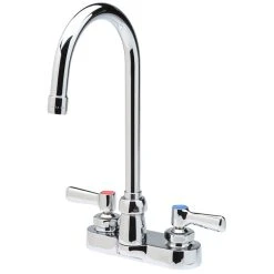 Zurn Z812B1-XL AquaSpec Deck Mount Faucet With 4" Centers, 5 3/8" Gooseneck Spout (2.2 GPM), Ceramic Cartridge, And Lever Handles