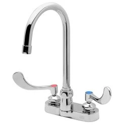 Zurn Z812B4-XL AquaSpec Deck Mount Faucet With 4" Centers, 5 3/8" Gooseneck Spout (2.2 GPM), Ceramic Cartridge, And Wrist Handles