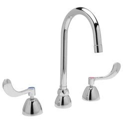 Zurn Z831B4-XL AquaSpec Deck Mount Faucet With Widespread Base, 5 3/8" Gooseneck Spout (2.2 GPM), Ceramic Cartridge, And Wrist Handles