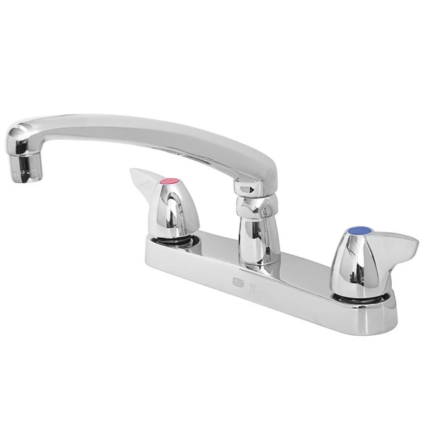 Zurn Z871G3-XL AquaSpec Deck Mount Faucet With 8" Centers, 8" Cast Swing Spout (2.2 GPM), Ceramic Cartridge, And Dome Lever Handles