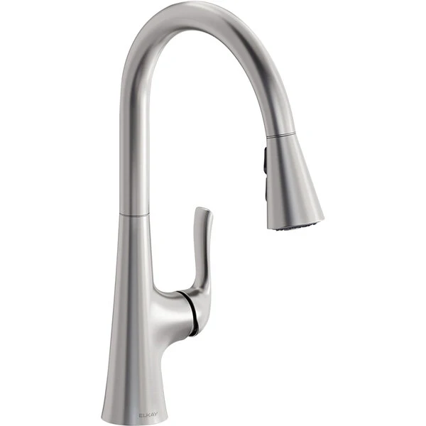 Elkay LKHA1041LS Harmony Deck Mount Lustrous Steel Kitchen Faucet With Pull-Down Spray Head And Forward Lever Handle