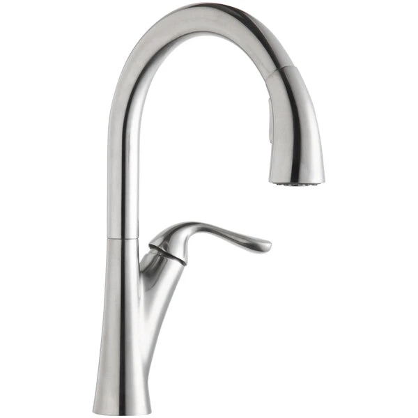 Elkay LKHA4031LS Harmony Deck Mount Lustrous Steel Kitchen Faucet With Pull-Down Spray Head And Forward Lever Handle