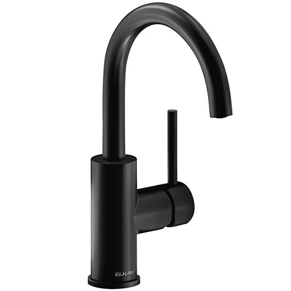 Elkay LKAV3021MB Avado Deck Mount Matte Black Bar Faucet With 6 1/2" Gooseneck Spout And Lever Handle