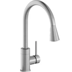 Elkay LKAV3031LS Avado Deck Mount Lustrous Steel Kitchen Faucet With Pull-Down Spray Head And Forward Lever Handle