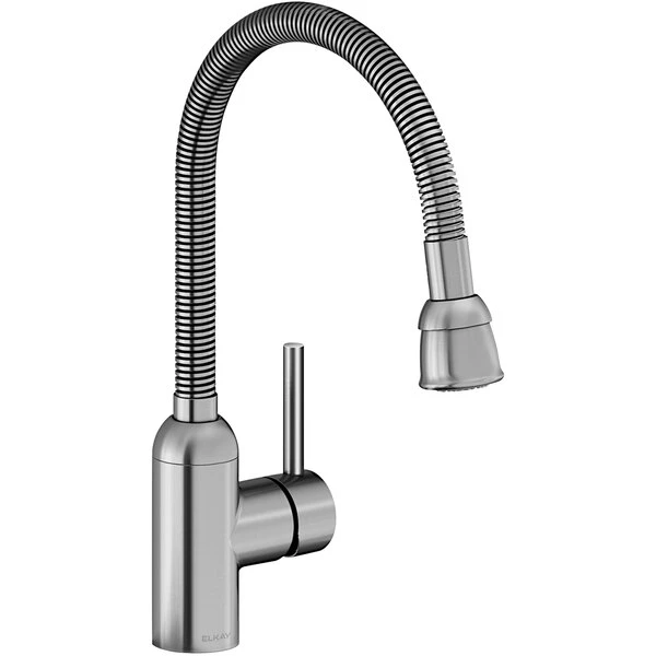 Elkay LK2500LS Pursuit Deck Mount Lustrous Steel Laundry / Utility Faucet With Flexible Spout And Forward Lever Handle