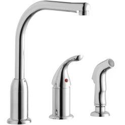 Elkay LK3001CR Everyday Deck Mount Chrome Kitchen Faucet With Remote Lever Handle And Side Spray Head