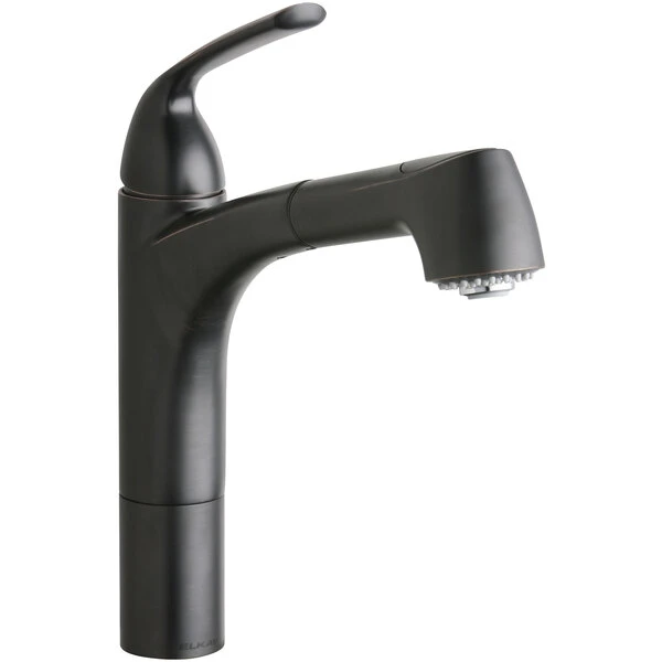 Elkay LKGT1041RB Gourmet Deck Mount Oil-Rubbed Bronze Kitchen Faucet With Pull-Out Spray Head, Lever Handle, And Hi / Mid-Rise Base Options