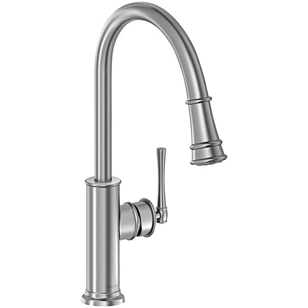Elkay LKEC2031LS Explore Deck Mount Lustrous Steel Kitchen Faucet With Pull-Down Spray Head And Forward Lever Handle