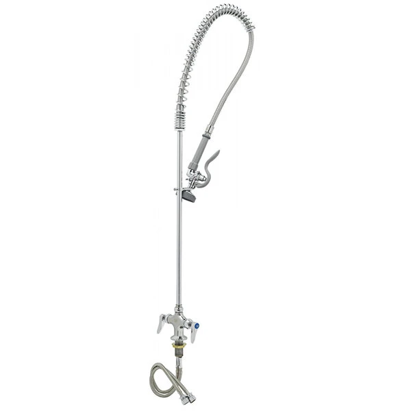 T&S Brass And Bronze Works T&S B-0113-CR EasyInstall Deck Mounted 42" High Pre-Rinse Faucet With Flex Inlets And 44" Hose