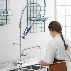 Waterloo 1.15 GPM Deck-Mounted Pre-Rinse Faucet With Single Base And 12" Add-On Faucet