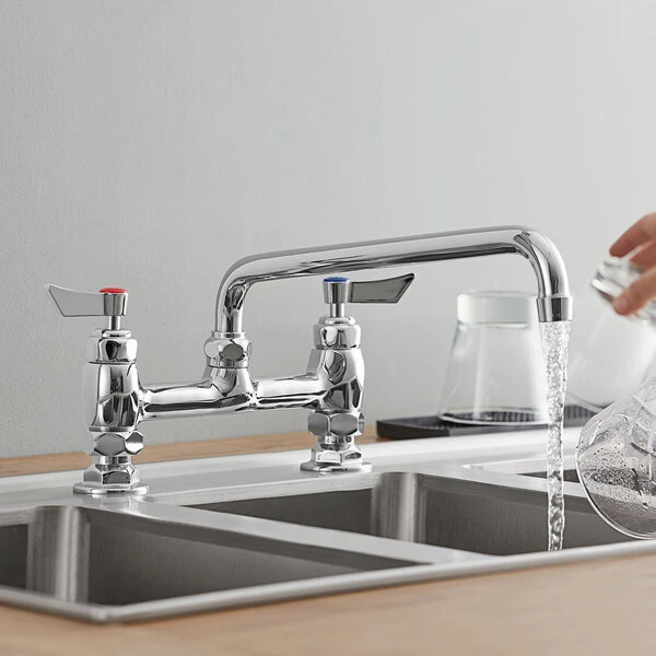 Waterloo Deck-Mounted Faucet With 8" Centers And 12" Swing Spout