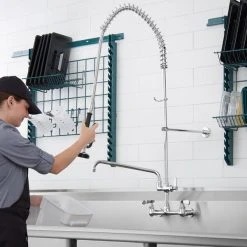 Regency Plumbing & Hardware Regency 1.15 GPM Wall Mount Pre-Rinse Faucet With 14" Add-On Faucet And 8" Centers