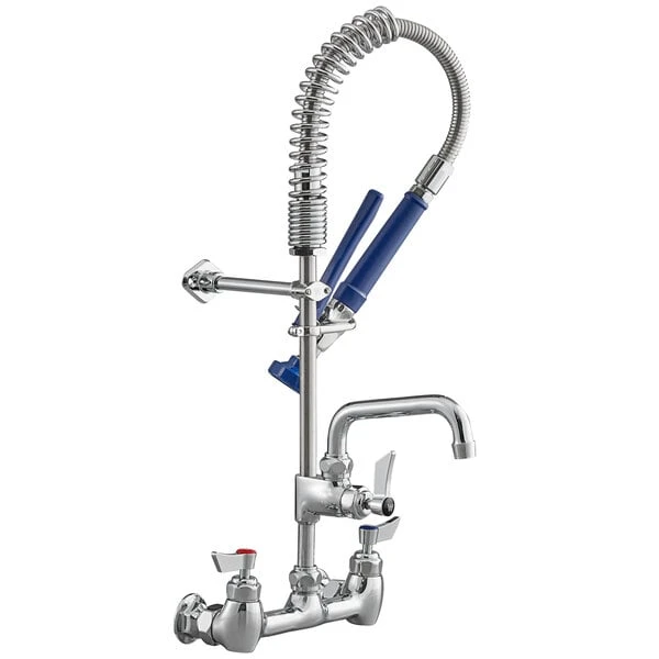 Waterloo 0.65 GPM Low Profile Wall-Mounted Pre-Rinse Faucet With 8" Centers And 6" Add-on Faucet - Image 2