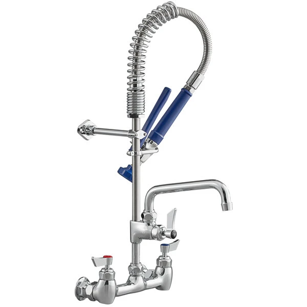 Waterloo 0.65 GPM Low Profile Wall-Mounted Pre-Rinse Faucet With 8" Centers And 8" Add-on Faucet 4 Waterloo 0.65 GPM Low Profile Wall-Mounted Pre-Rinse Faucet With 8" Centers And 8" Add-on Faucet - Image 2