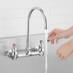 Waterloo Wall Mount Faucet With 8" Gooseneck Spout And 8" Centers