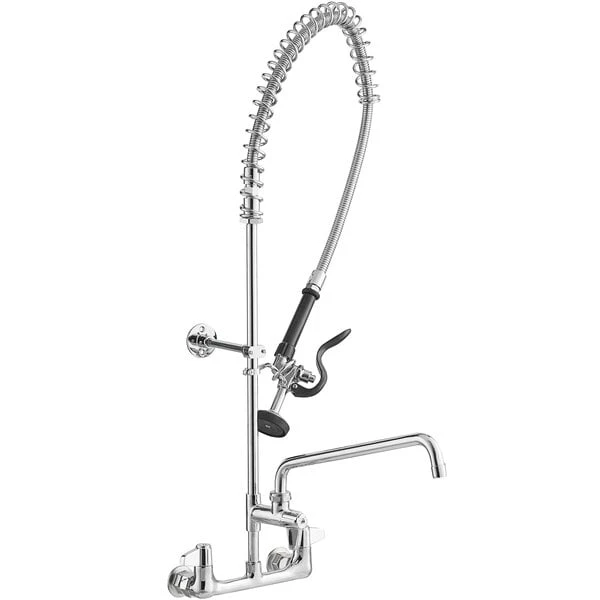 T&S Brass And Bronze Works Equip By T&S 5PR-8W14 Wall Mounted 35 3/4" High Pre-Rinse Faucet With 8" Adjustable Centers, 44" Hose, 14" Add-On Faucet, And 6" Wall Bracket 4 T&S Brass And Bronze Works Equip By T&S 5PR-8W14 Wall Mounted 35 3/4" High Pre-Rinse Faucet With 8" Adjustable Centers, 44" Hose, 14" Add-On Faucet, And 6" Wall Bracket - Image 2