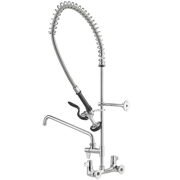 T&S Brass And Bronze Works Equip By T&S 5PR-8W14 Wall Mounted 35 3/4" High Pre-Rinse Faucet With 8" Adjustable Centers, 44" Hose, 14" Add-On Faucet, And 6" Wall Bracket 5 T&S Brass And Bronze Works Equip By T&S 5PR-8W14 Wall Mounted 35 3/4" High Pre-Rinse Faucet With 8" Adjustable Centers, 44" Hose, 14" Add-On Faucet, And 6" Wall Bracket - Image 3