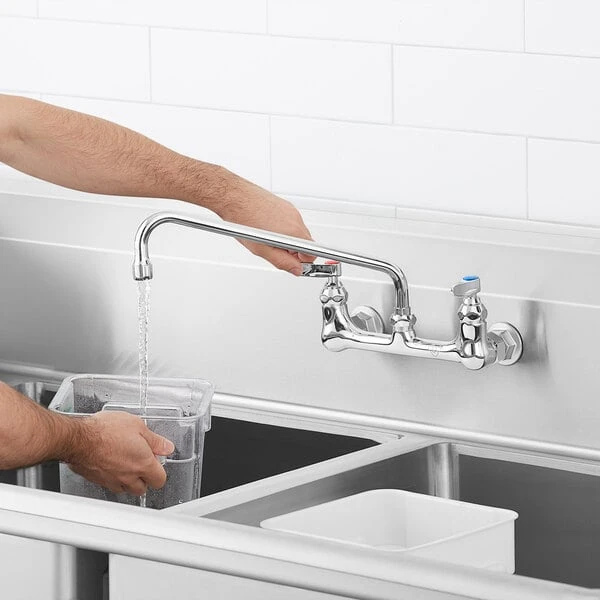 T&S Brass And Bronze Works T&S B-0231 Wall Mounted Pantry Faucet With 8" Adjustable Centers, 12" Swing Nozzle, And Eterna Cartridges