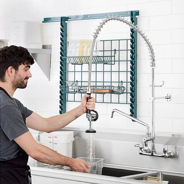 T&S Brass And Bronze Works Equip By T&S 5PR-8W14 Wall Mounted 35 3/4" High Pre-Rinse Faucet With 8" Adjustable Centers, 44" Hose, 14" Add-On Faucet, And 6" Wall Bracket 3 T&S Brass And Bronze Works Equip By T&S 5PR-8W14 Wall Mounted 35 3/4" High Pre-Rinse Faucet With 8" Adjustable Centers, 44" Hose, 14" Add-On Faucet, And 6" Wall Bracket
