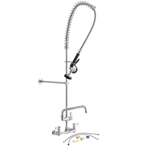 Regency Plumbing & Hardware Regency 1.15 GPM Wall Mount Pre-Rinse Faucet With 12" Add-On Faucet, 8" Centers, And Install Kit - Image 2