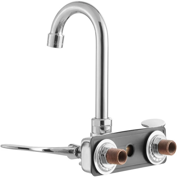 Regency Plumbing & Hardware Regency Wall Mount Handsink Faucet With 3 1/2" Swivel Gooseneck Spout, 4" Centers, And Wrist Handles - Image 3