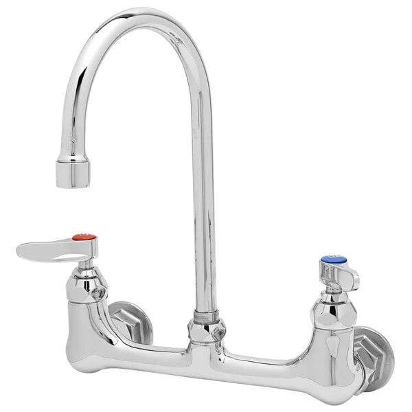 T&S Brass And Bronze Works T&S B-0331 Wall Mounted Pantry Faucet With 8" Adjustable Centers, 5 11/16" Swivel Gooseneck, And Eterna Cartridges