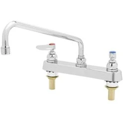 T&S Brass And Bronze Works T&S B-1123-XS-F12 Deck Mounted Workboard Faucet With 8" Centers, 12" Swing Spout, 1.2 GPM Aerator, Eterna Cartridges, And Lever Handles