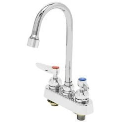 T&S Brass And Bronze Works T&S B-1141-2-V22-CR Deck Mounted Workboard Faucet With 4" Centers, 4 3/8" Gooseneck Spout, 2.2 GPM Aerator, Cerama Cartridges, And Lever Handles