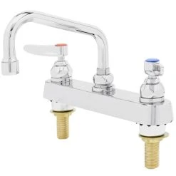 T&S Brass And Bronze Works T&S B-1122-XS-V22CR Deck Mounted Workboard Faucet With 8" Centers, 10" Swing Spout, 2.2 GPM Aerator, Cerama Cartridges, And Lever Handles