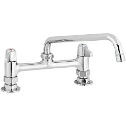 T&S Brass And Bronze Works Equip By T&S 5F-8DLX12 Deck Mount Swivel Base Mixing Faucet With 12 1/8" Swing Nozzle And 8" Centers - ADA Compliant