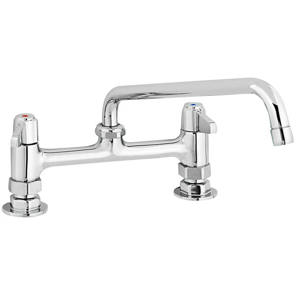 T&S Brass And Bronze Works Equip By T&S 5F-8DLX12 Deck Mount Swivel Base Mixing Faucet With 12 1/8" Swing Nozzle And 8" Centers - ADA Compliant