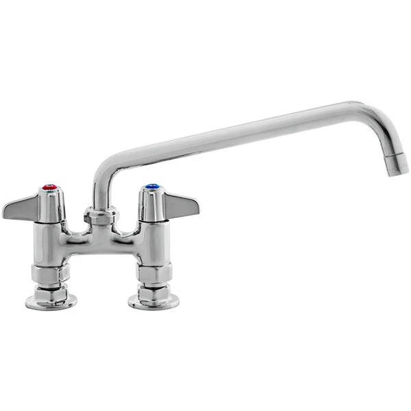 T&S Brass And Bronze Works Equip By T&S 5F-4DLX14 Deck Mounted Faucet With 14 1/8" Swing Spout, 4" Adjustable Centers, 5.2 GPM Laminar Flow Device, Cerama Cartridges, And Lever Handles - Image 2
