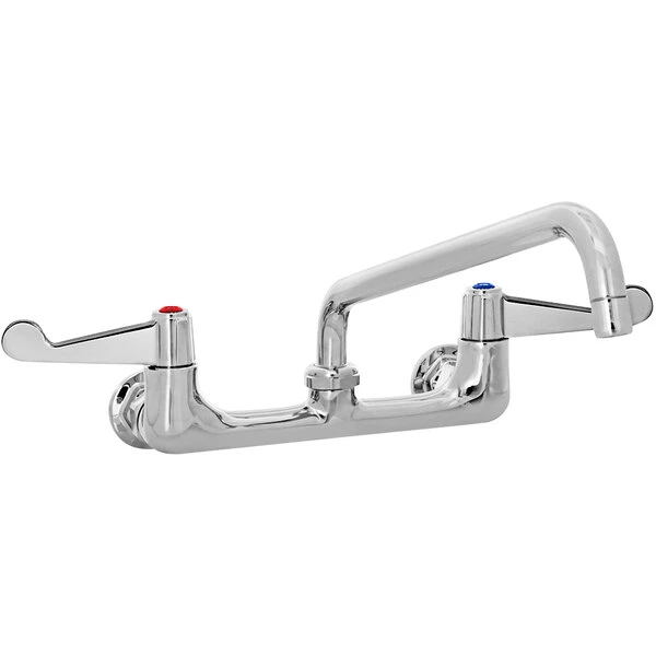 T&S Brass And Bronze Works Equip By T&S 5F-8WWB06 Wall Mounted Faucet With 8" Adjustable Centers, 6 1/8" Swing Spout, Laminar Flow Device, Cerama Cartridges, And Wrist Handles