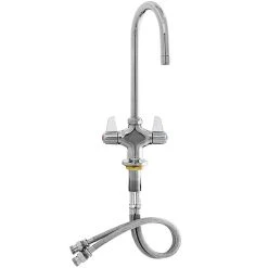 T&S Brass And Bronze Works Equip By T&S 5F-2SLX05 Deck Mounted Faucet With 5 9/16" Gooseneck Spout, Flex Inlets, Laminar Flow Device, And Lever Handles