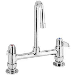 T&S Brass And Bronze Works Equip By T&S 5F-8DLX03 Deck Mounted Faucet With 2 13/16" Gooseneck Spout, 8" Centers, Laminar Flow Device, And Lever Handles