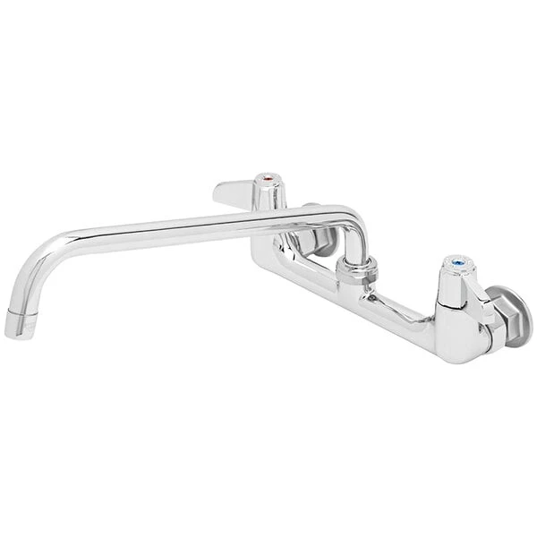 T&S Brass And Bronze Works Equip By T&S 5F-8WLB12 Wall Mounted Faucet With 8" Adjustable Centers, 12 1/8" Swing Spout, Laminar Flow Device, Cerama Cartridges, And Lever Handles