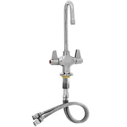 T&S Brass And Bronze Works Equip By T&S 5F-2SLX03 Deck Mounted Faucet With 2 13/16" Gooseneck Spout, Flex Inlets, Laminar Flow Device, And Lever Handles