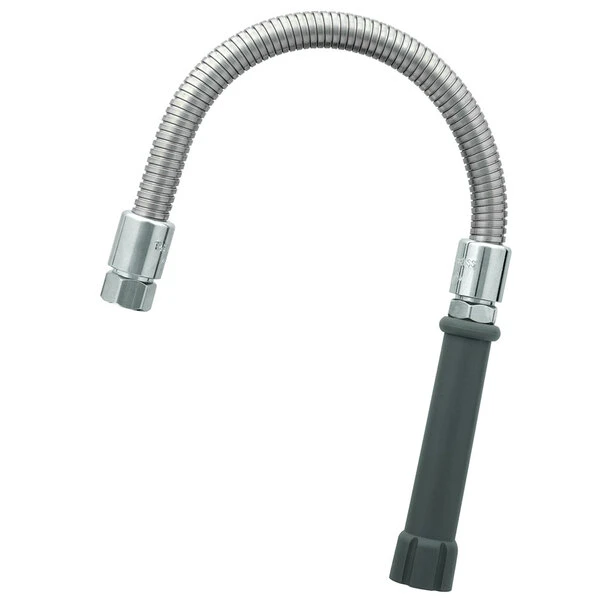 T&S Brass And Bronze Works T&S B-0015-H 15" Stainless Steel Flex Hose With Gray Handle And Polyurethane Liner