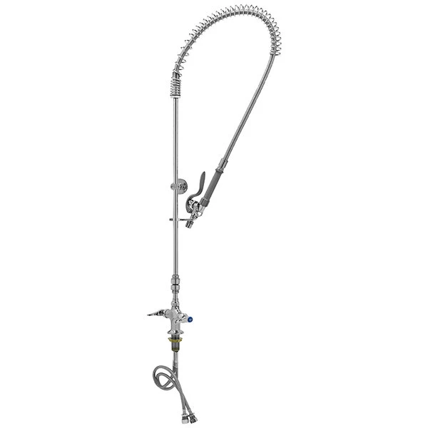 T&S Brass And Bronze Works T&S B-0113-CR-BVB-A Deck Mount Single Hole 2.2 GPM Pre-Rinse Faucet With 6" Wall Bracket, Vacuum Breaker, And Cerama Cartridges