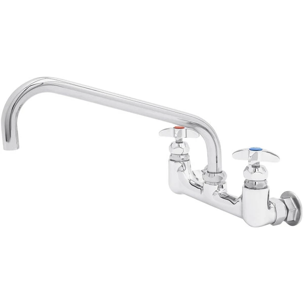T&S Brass And Bronze Works T&S B-0290-CVH Wall Mount Big Flo Kettle And Pot Sink Mixing Faucet With 8" Adjustable Centers, 12" Big Flo Swing Nozzle, Check Valves, And 00LL Street Elbows